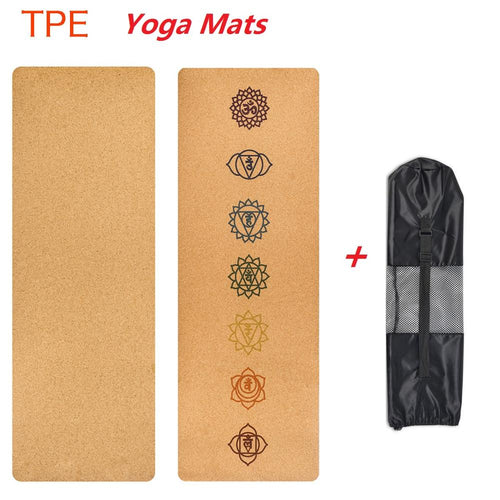183X68cm Natural Cork TPE Yoga Mat Fitness Gym Sports Mats Pilates Exercise Pads Non-slip Yoga mats 5mm Absorb Sweat Odorless