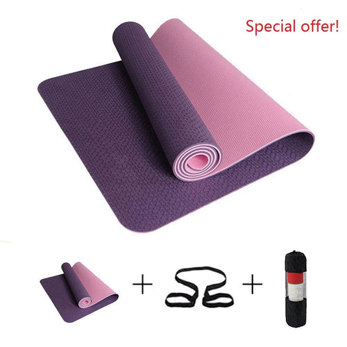 6mm No-slip Yoga Mat 183*61cm TPE Sports Gym Mat Fitness Esterilla Pilates Gymnastics Camping Colchonete Pad With Bag Bandage