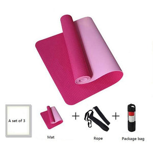 6mm No-slip Yoga Mat 183*61cm TPE Sports Gym Mat Fitness Esterilla Pilates Gymnastics Camping Colchonete Pad With Bag Bandage