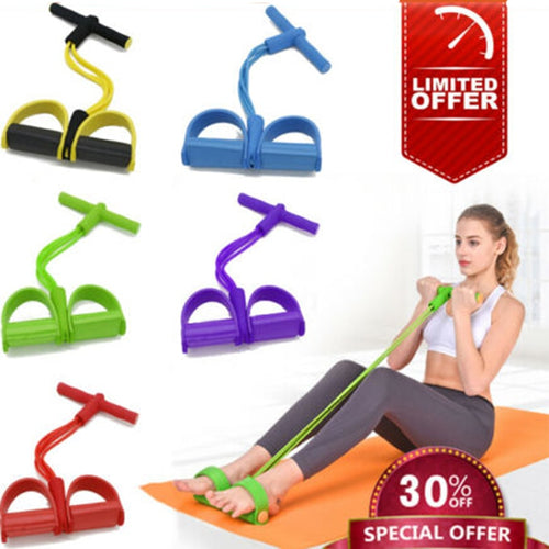 4 Tube Fitness Elastic Pull Rope Foot Pedal Body Slim Yoga Resistance Bands Workout Latex bands Sport Exercise Fitness Equipment