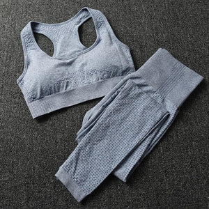 Women Seamless yoga set Fitness Sport Suits GYM cloth Yoga  Shirts High Waist Running Leggings Workout Pants Shirts Bra Tops