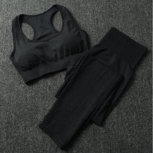 Load image into Gallery viewer, Women Seamless yoga set Fitness Sport Suits GYM cloth Yoga  Shirts High Waist Running Leggings Workout Pants Shirts Bra Tops