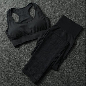 Women Seamless yoga set Fitness Sport Suits GYM cloth Yoga  Shirts High Waist Running Leggings Workout Pants Shirts Bra Tops