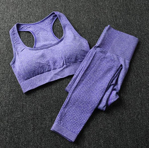 Women Seamless yoga set Fitness Sport Suits GYM cloth Yoga  Shirts High Waist Running Leggings Workout Pants Shirts Bra Tops