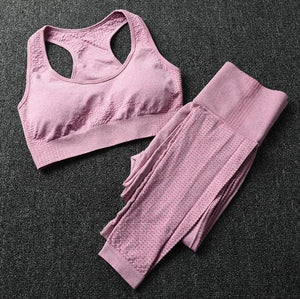 Women Seamless yoga set Fitness Sport Suits GYM cloth Yoga  Shirts High Waist Running Leggings Workout Pants Shirts Bra Tops