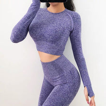 Load image into Gallery viewer, 2pcs/set Vital Women Sport Suit Yoga Set Gym Workout Clothes Long Sleeve Fitness Crop Top + High Waist Energy Seamless Leggings