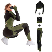 Load image into Gallery viewer, Seamless  Women Yoga Sets Female Sport Gym suits Wear Running Clothes women Fitness Sport Yoga Suit Long Sleeve yoga clothing