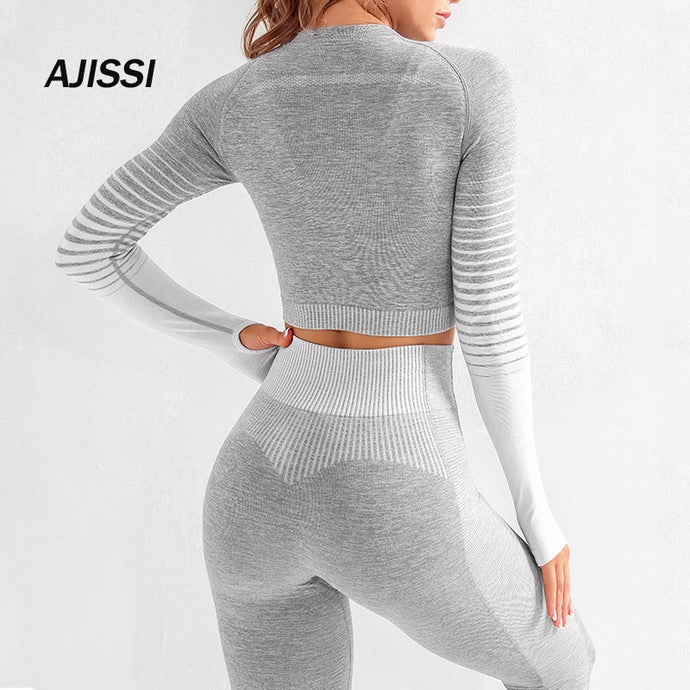 Seamless Women Yoga Set Long Sleeve Top High Waist Belly Control Sport Leggings Gym Clothes Seamless Sport Suit canbe alone buy
