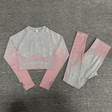 Load image into Gallery viewer, Seamless Women Yoga Set Long Sleeve Top High Waist Belly Control Sport Leggings Gym Clothes Seamless Sport Suit canbe alone buy