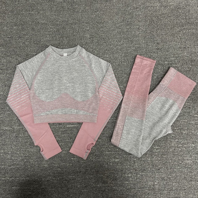 Seamless Women Yoga Set Long Sleeve Top High Waist Belly Control Sport Leggings Gym Clothes Seamless Sport Suit canbe alone buy