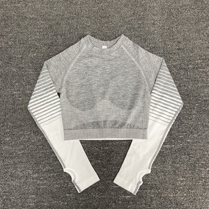 Seamless Women Yoga Set Long Sleeve Top High Waist Belly Control Sport Leggings Gym Clothes Seamless Sport Suit canbe alone buy