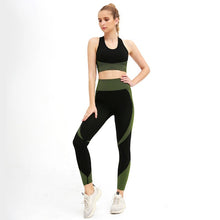 Load image into Gallery viewer, Brand Sport Suit Woman Seamless Running Tracksuit Sportswear Gym Crop Top Yoga Pant Fitness Clothes Workout Leggings 2 Piece Set