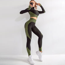 Load image into Gallery viewer, Brand Sport Suit Woman Seamless Running Tracksuit Sportswear Gym Crop Top Yoga Pant Fitness Clothes Workout Leggings 2 Piece Set