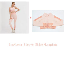 Load image into Gallery viewer, Brand Sport Suit Woman Seamless Running Tracksuit Sportswear Gym Crop Top Yoga Pant Fitness Clothes Workout Leggings 2 Piece Set