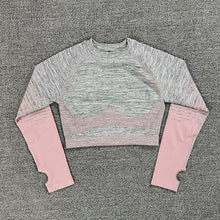 Load image into Gallery viewer, Seamless Rib Yoga Set Sport Outfits Women Two 2 Piece Dry Fit Tight Long Sleeve Crop top+Leggings Workout Gym Suit Fitness Sets