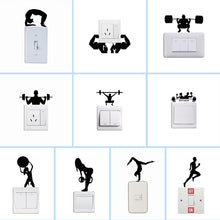Load image into Gallery viewer, Gym Crossbar Fitness Man Woman Switch Sticker Creative Sport Silhouette Wall Sticker for Gym Bedroom Living Room Home Decor