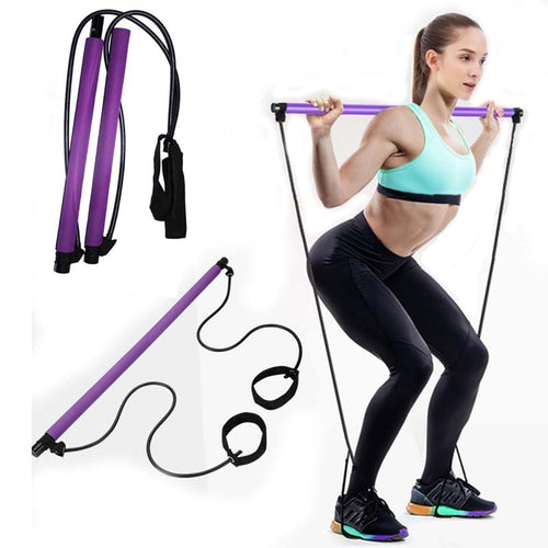 Portable Yoga Pull Rods for Pilates Exercise Stick Toning Bar Fitness Home Yoga Gym Body Abdominal Resistance Bands Rope Puller